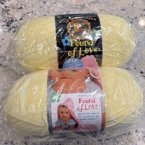 Lion Brand Yarn • Pastel Yellow Lot 2 Vintage